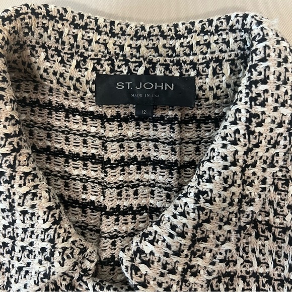 St. John Longline Tweed Blazer Jacket 3/4 Sleeves Women’s Sz 12 Designer Classic - Picture 5 of 16
